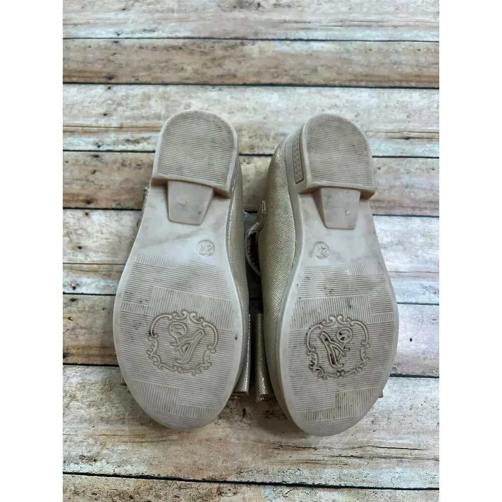Pipperdoodles Gold Bow Shoes Size 27 (US 8.5)